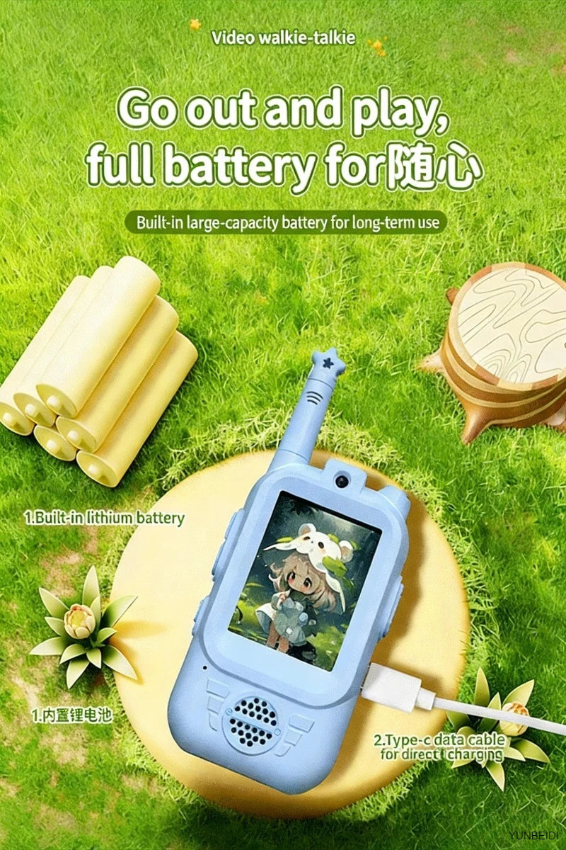 2PC Children's Video Walkie-talkie HD Walkie-talkie USB Charging Indoor Outdoor Entertainment Kids Toys Birthday Gifts Ages 3-12