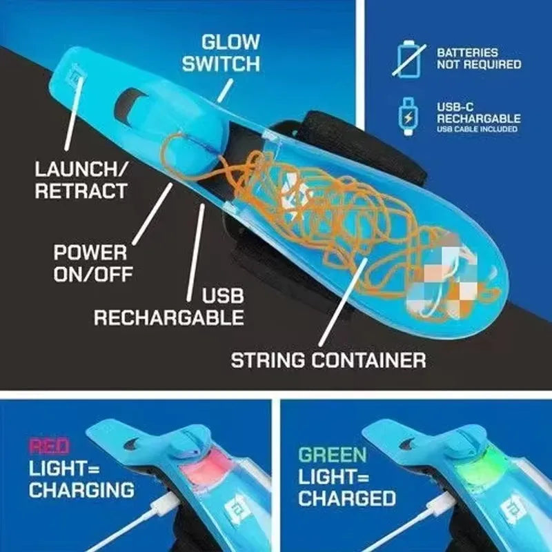 NEW Electric Spider Web Launcher Funny Glow-in-the-Dark Retractable Luminous Rope Interactive Toys Cosplay Party Props Gift