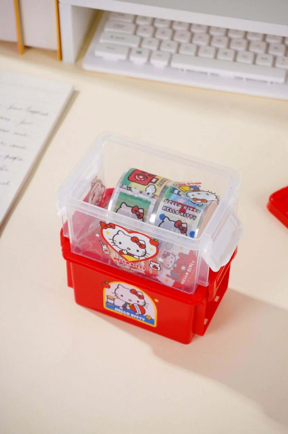 Genuine Sanrio Hello Kitty 3 Color Stackable Storage Box Cute Desk Organizer for Stationery Toys Cosmetics Office School Gifts