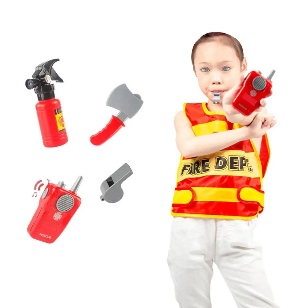 Funny Construction Worker Costume Kit Kids Boys Children Role Play Toy Set Career Costumes Heavy Worker Cosplay