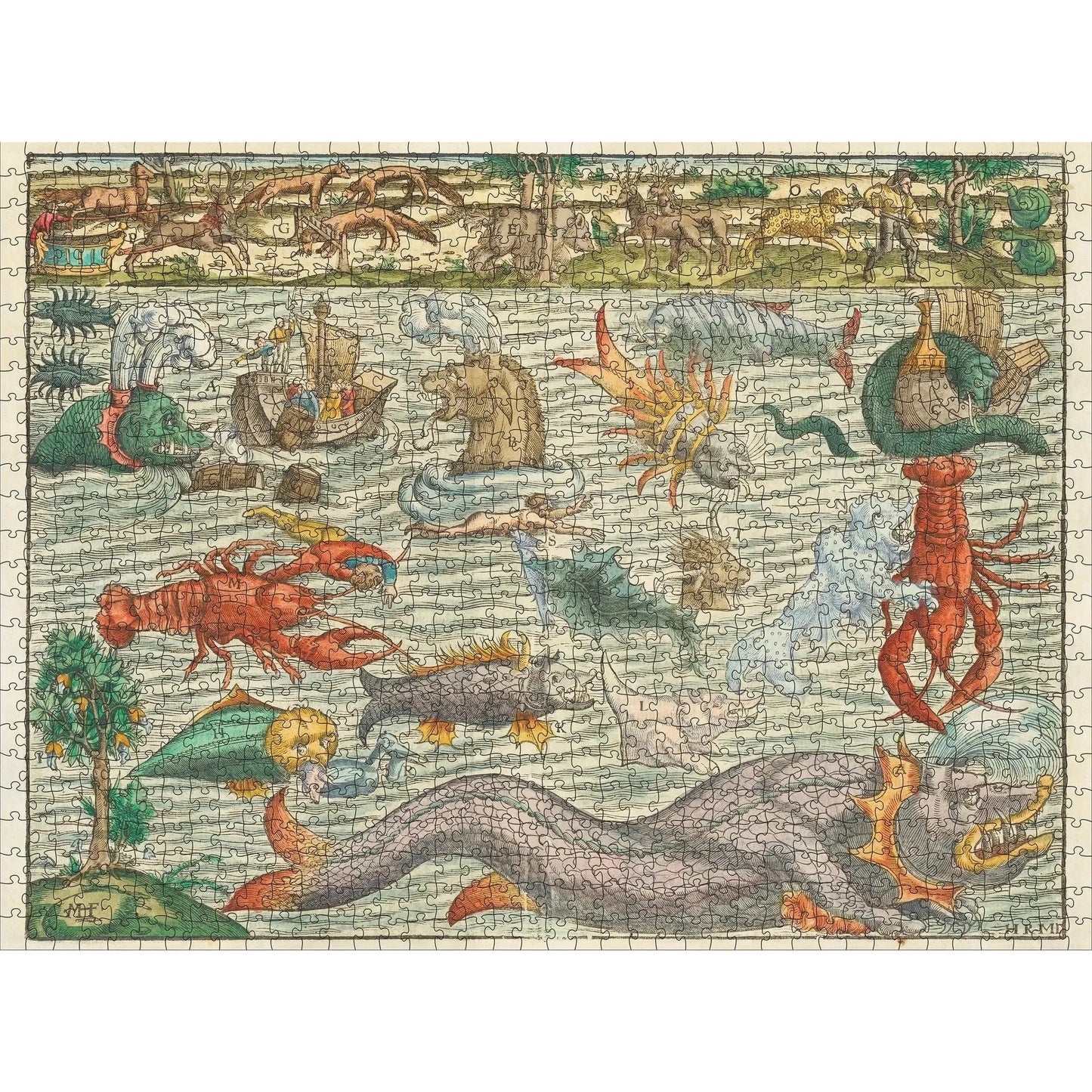Sea Monsters by Sebastian Münster 1000 Piece Jigsaw Puzzle Pomegranate