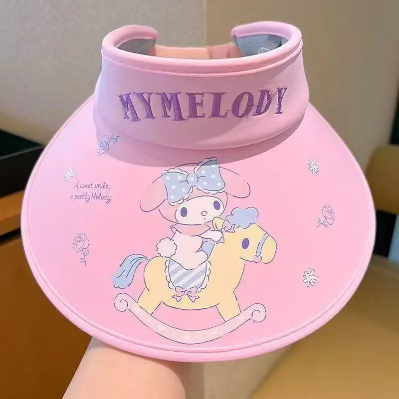 Kawaii My Melody Printed Casual Sun Hat Women's Lightweight Cartoon Folding Hat Outdoor Sports Beach Daily Girl Gift wholesale