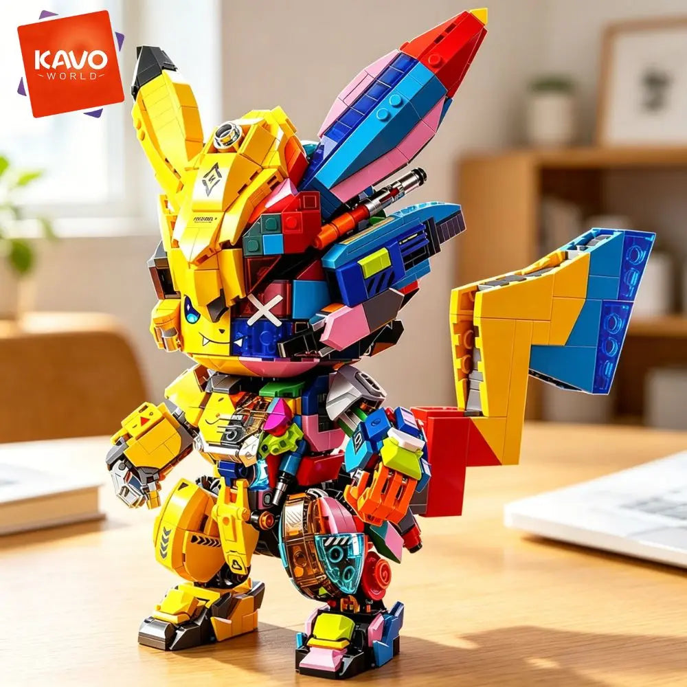 KAVOWORLD 1505PCS DIY Mecha Mouse Building Block Set Semi-Transparent Anime Disassembly Glow Light Up Bricks Mechanical Animal Figurine Display Model for Building Fans Construction Kit for Desk Shelf Decor Christmas Birthday
