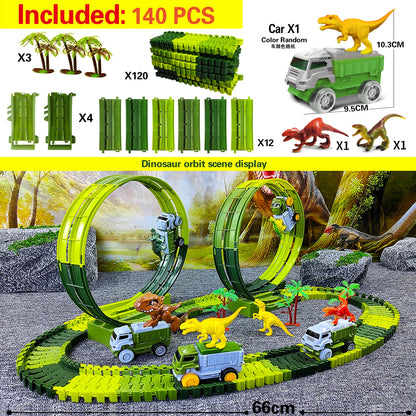 Magic Climbing Track Train Dinosaur World Road Race Flexible Track Car for Boys And Girls Aged 3-6 Birthday Gift