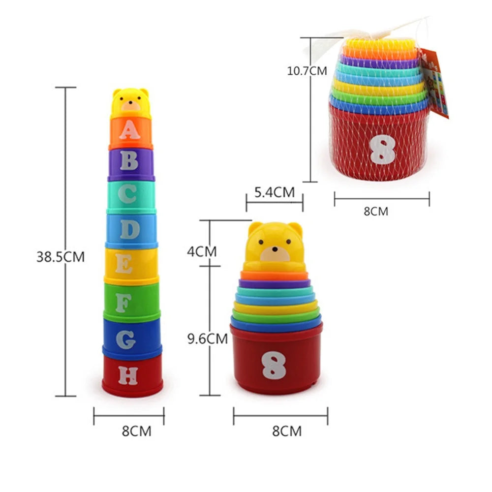 Baby Montessori Cup Stacking Toys Beach Pool Bathtub Educational Toys for Toddler Infant 0-12 Month Xmas Gift