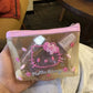 Hello Kitty Cartoon Peripheral Women's Makeup Storage Bag, Cute Hello Kitty Storage Bag with White Mesh and Pink Embroidery