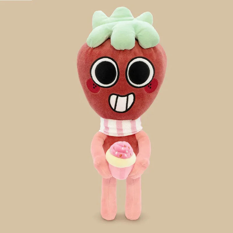 35cm D-Dandys W-World Sprout Deluxe Strawberry Cartoon Plush Toy Cute Soft Stuffed Doll With Cupcake Game Fans Home Decor Gifts