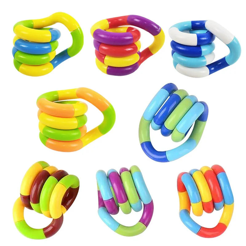 5Pcs Rainbow Circle Rope Tangle Rope Twist Fidget Toy Sensory Autism Therapy Jouet Anti Stress For Kid Adult ADHD Toy