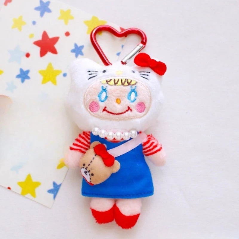 10CM sanrio Kitty fashion curly girl Plush Doll Keyring kawaii cartoon KT Tiny Chum keychain girl Backpack Charm Gift For Girls