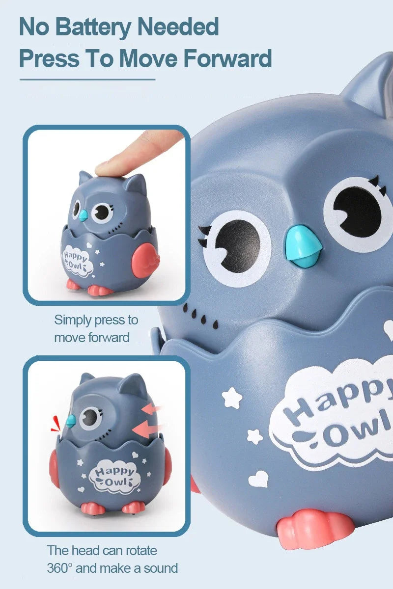 Classic Wind Up Interactive Owl Shaped Press Mechanical Sliding Toys for Boys Girls Birthday Xmas Gift