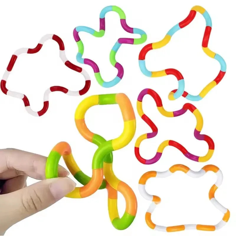 5Pcs Rainbow Circle Rope Tangle Rope Twist Fidget Toy Sensory Autism Therapy Jouet Anti Stress For Kid Adult ADHD Toy