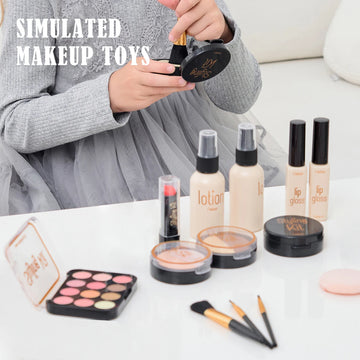 Simulated Makeup Toys, Play Cosmetics Girl Gifts Fake Makeup Set Toy Simulated Lipstick Powder Blusher Not Real Makeup for Kids