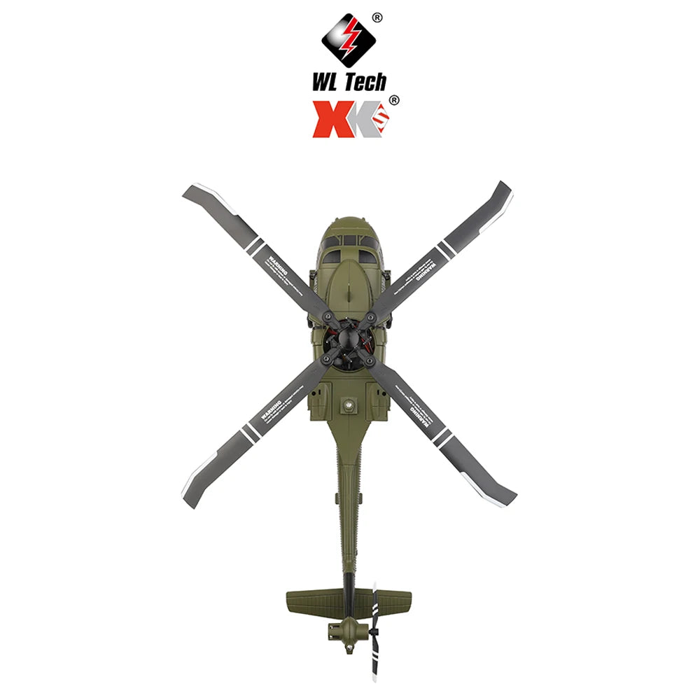 Wltoys K170 RC Helicopter UH-60L 4 Channel Remote Control Brushless Helicopters with Gyro and LED Light Durable Airplane Toy
