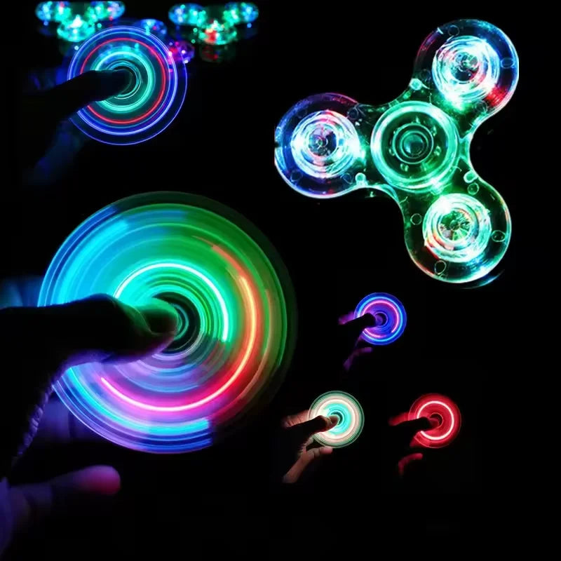 Fidget Spinner LED Light Luminous Hand Top Spinners Toy Glow in Dark Light EDC Figet Spiner Finger Stress Relief Toy for Kids