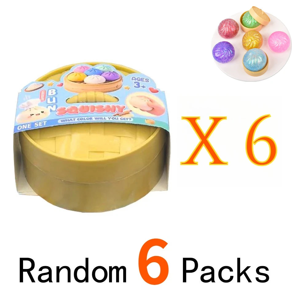 Colorful Dumpling Squishes Stress Balls Cha Siu Bao Slow Rebound Decompression Toys Feel Good Squishy Stress Relief Gifts 10cm