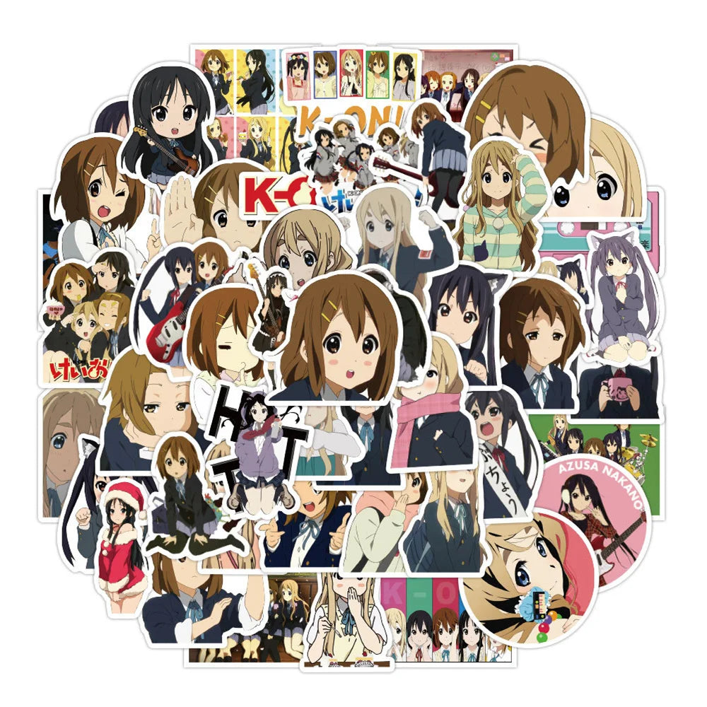 50PCS Cartoon Anime K-ON Light Sound Girl Graffiti Waterproof Stickers Creative Trendy Fridge Mug Helmet Car Decoration Stickers