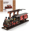 Rolife 3D Wooden Puzzle Steam Journey Mechanical Vehicle Model Building Kit DIY Puzzle Toys for Home Desk Decor Gifts for Adults