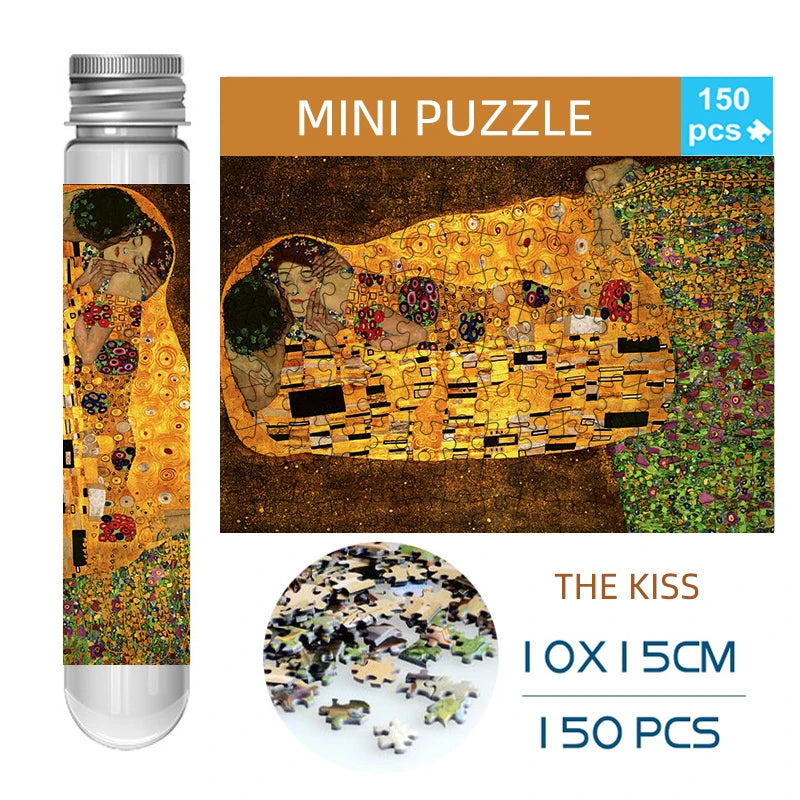 150pcs Mini Test Tube Puzzle The Kiss Gustav Klimt Famous Painting Funny Educational Game Wall Display Birthday Festival Gifts