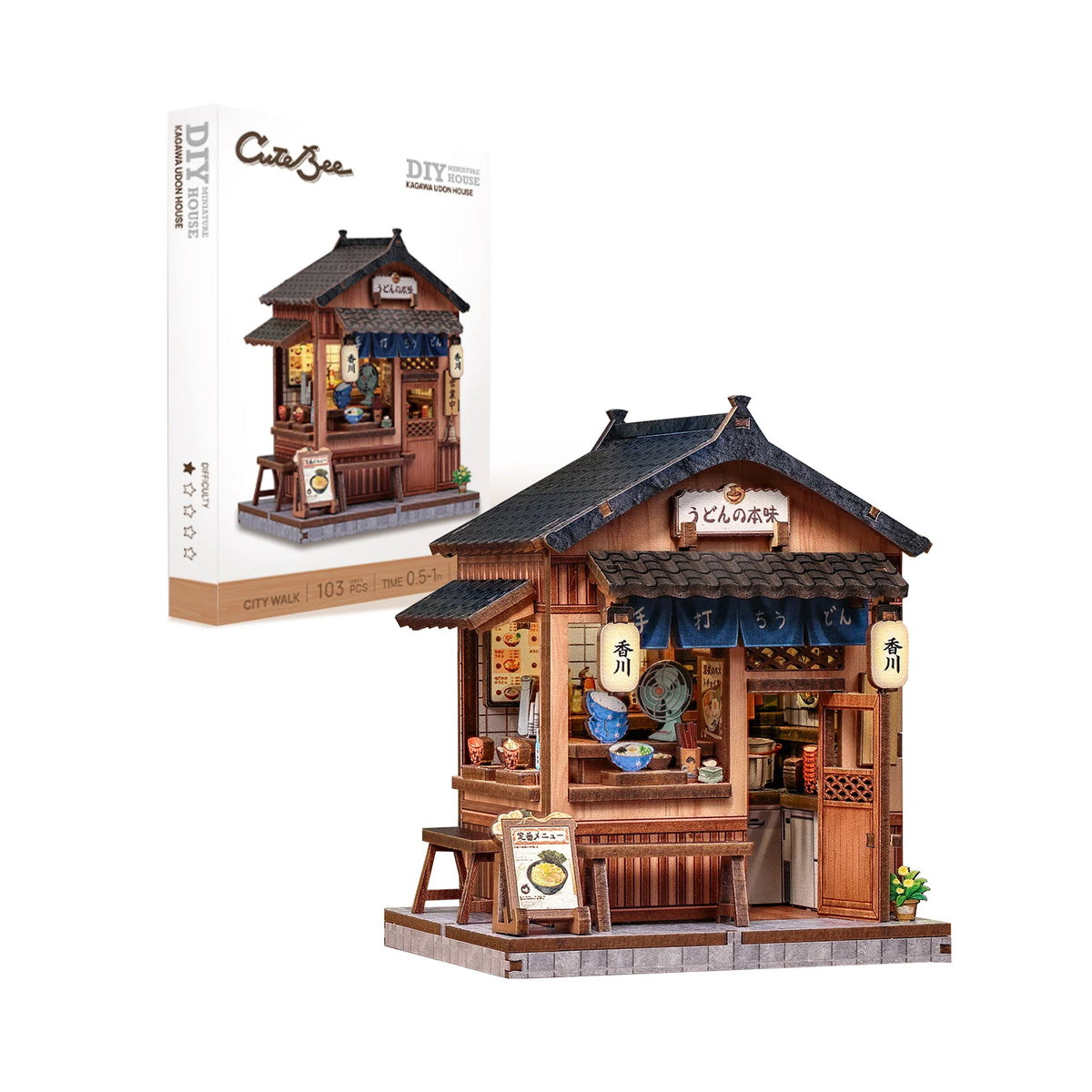 Original CUTEBEE DIY Book Nook Kit Japanese styles 3D Wooden Puzzle Mini Miniature House Bookshelf Decor Craft for Adults DIY