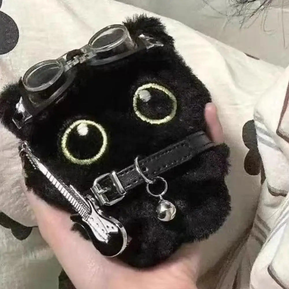 Cute Black Cat Keychain Plush Cartoon Kitten Doll Pendant Lovely Cat Doll Backpack Hanging Ornaments Car Keyring Birthday Gift