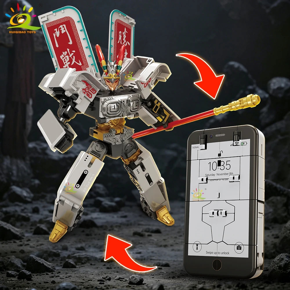 2-in-1 Transformable Monkey King Mecha Model, Transformable Robot Toy, Desktop Ornament, Educational Toy, Children's Gift