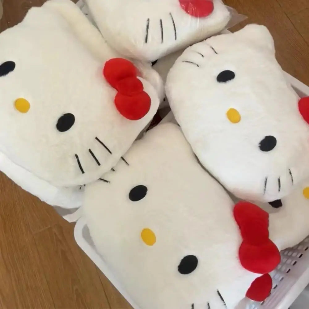 Anime Sanrio Hello Kitty Cute Cartoon Head Plush Pillow Sofa Bedside Cushion Car Cushion Nap Pillow Birthday Gifts for Girl