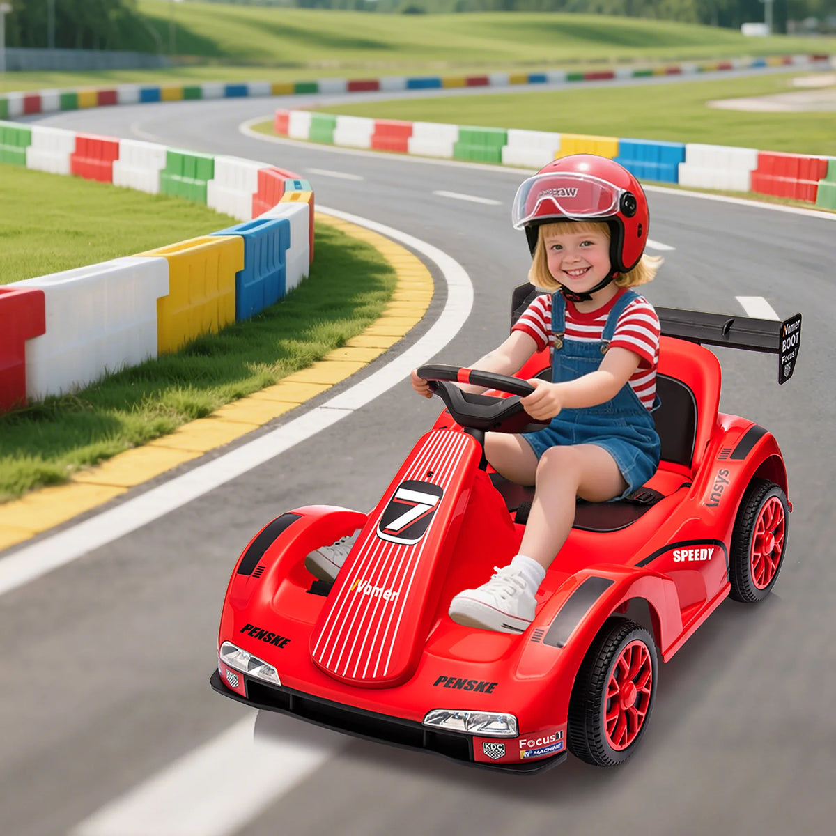Kids Electric Drift Go Kart With 2.4G Remote Control, Dual 380 Motors, LED Lights, Music, 2 Speeds, Ride On Car For Ages 3-8