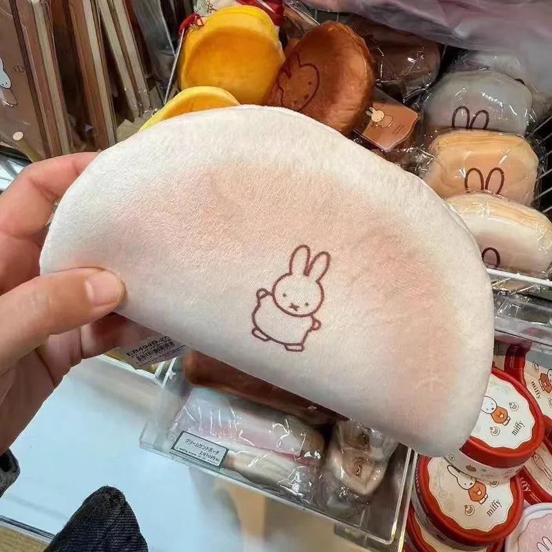 New Miffy Cartoon Multifunctional Design Simple Cosmetic Bag Cute Bread Design Stationery Bag Creative Stationery Storage Bag
