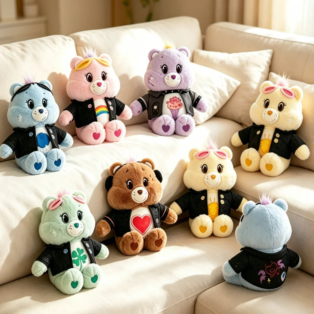 Care Bears 33cm Plush Toy Cartoon Dolls Cute Stuffed Bear Toys Denim Jacket Soft Animal Doll Gift Home Decor Ornament Collectib