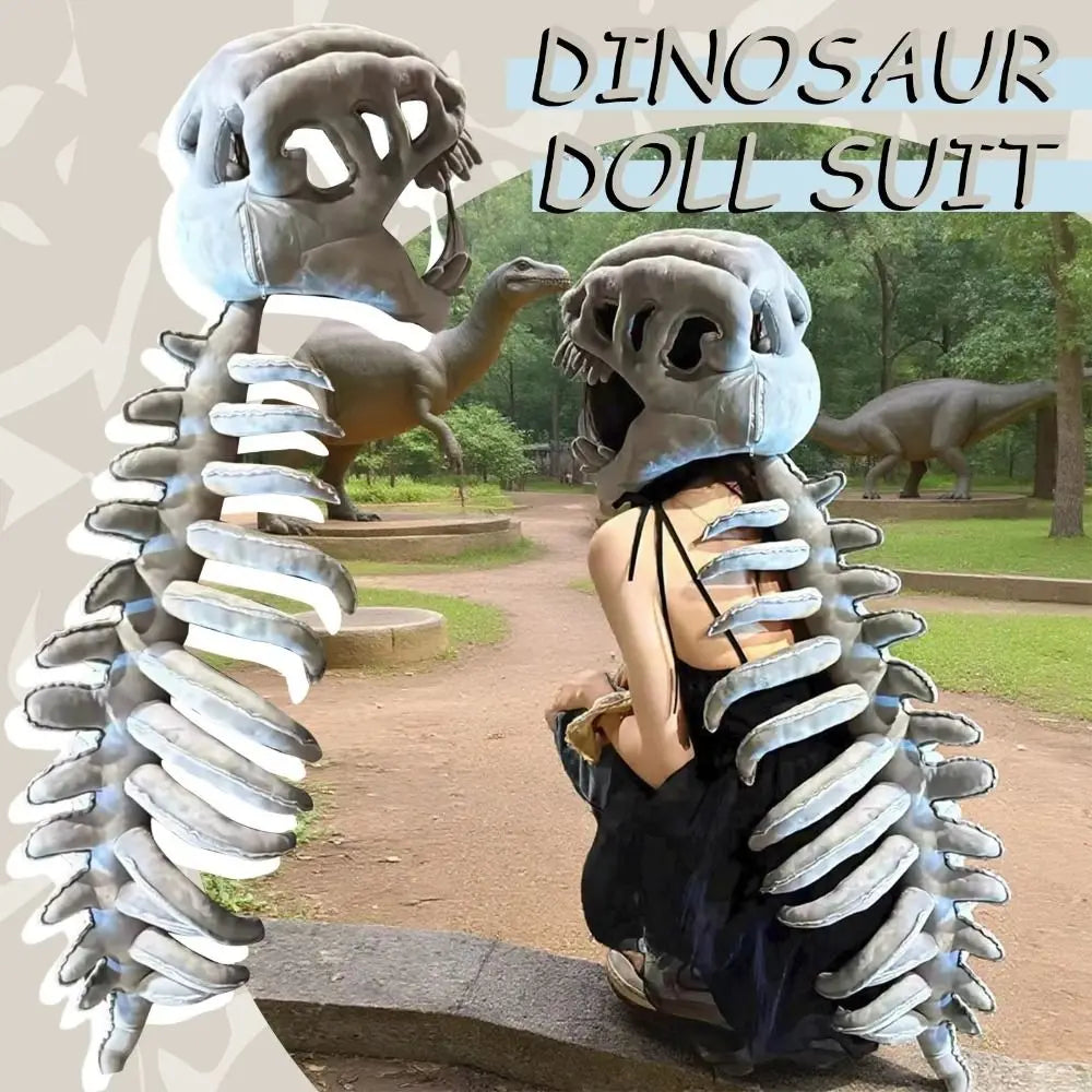 3D Dinosaur Skeleton Funny Novelty Dinosaur Skeleton Cos Props Comfortable Soft Dinosaur Skeleton Costume Set Children