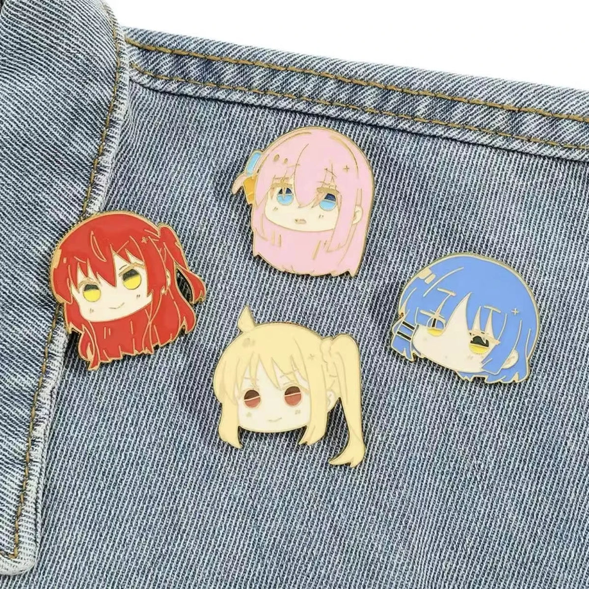 4PCS/set BOCCHI THE ROCK Anime Brooches Cute Character Pins Clothing Backpack Lapel Badges Cosplay Accessories Gifts