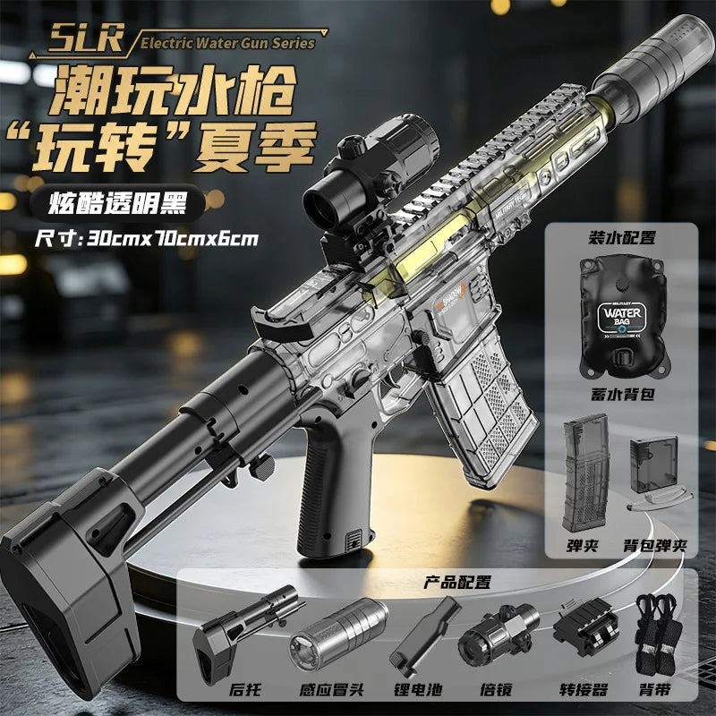 Outdoor SLR Electric Water Gun Toy 2000ml Bag Backpack High Pressure Long-range Rifle Model Water Pistol Summer Toy for Boy Gift
