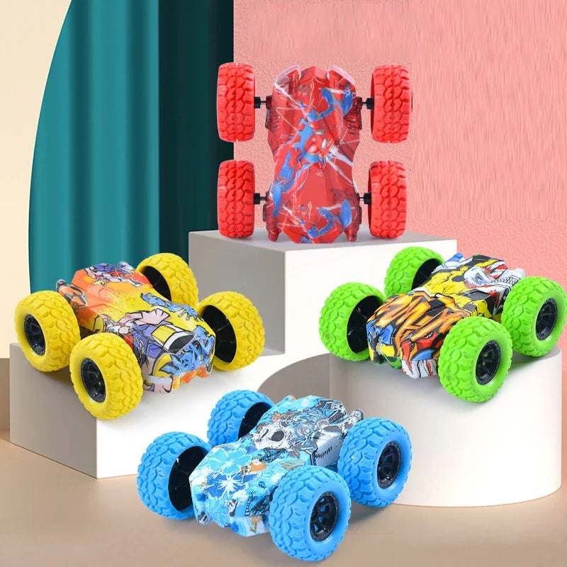Creative Pull Back Car Double-Side Vehicle Inertia Safety and Fall Resistance Shatter-Proof Model for Kids Children's Toys Car