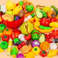 Cutting Play Food Toy for Kids Kitchen Pretend Fruit &Vegetables Accessories with Shopping Storage Basket Toy for Toddler Gift