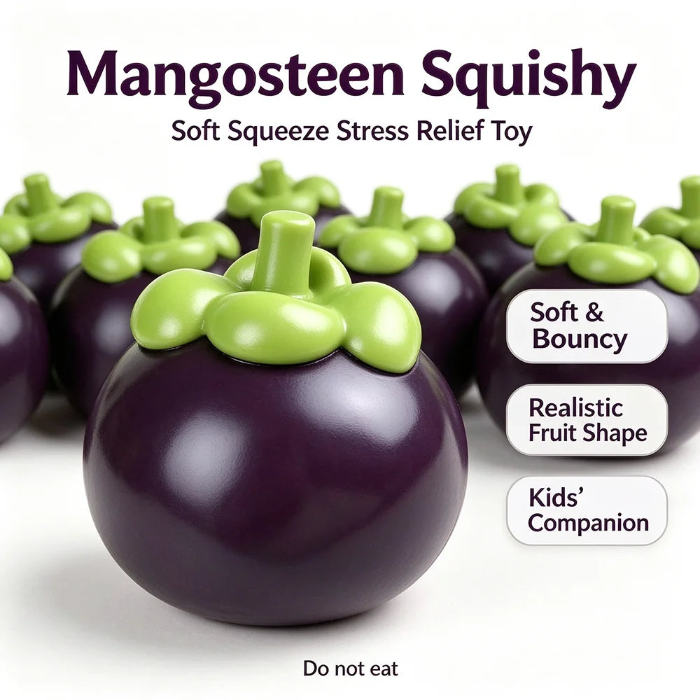 Simulation Mangosteen Building Block Squishy Toy Self-Rebound Vent Ball Super Soft Fruit Pinch Toy Stress Relief Sensory Fidget Toy Ideal Christmas Xmas New Year Gift for Kids Adults Stocking Stuffer