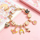 Sailor Moon Charm Bracelet - Gold Plated with Luna, Artemis & Usagi Themed Charms, Anime Cosplay Jewelry