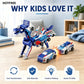 Hotfree Magnetic Dinosaur Transformer Car Toy, 2-in-1 Magnetic Cars That Transform into Flying Dragon Deer and Unicorn, Automatic Collision Transforming Toy, Fun STEM Toy Birthday Christmas Gift for Boys & Girls