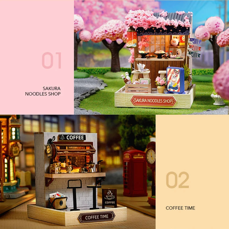 Wooden Miniature Doll House DIY Handmade Assembly Model Building Kit With Dust Cover 3D Puzzle Toys Birthday Gifts Dollhouse