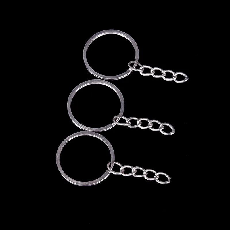 Hama Bead Accessories Metal Keychain with Chain Flat Double-layer Key Ring Hanging Ring Diy Accessories Metal Earth