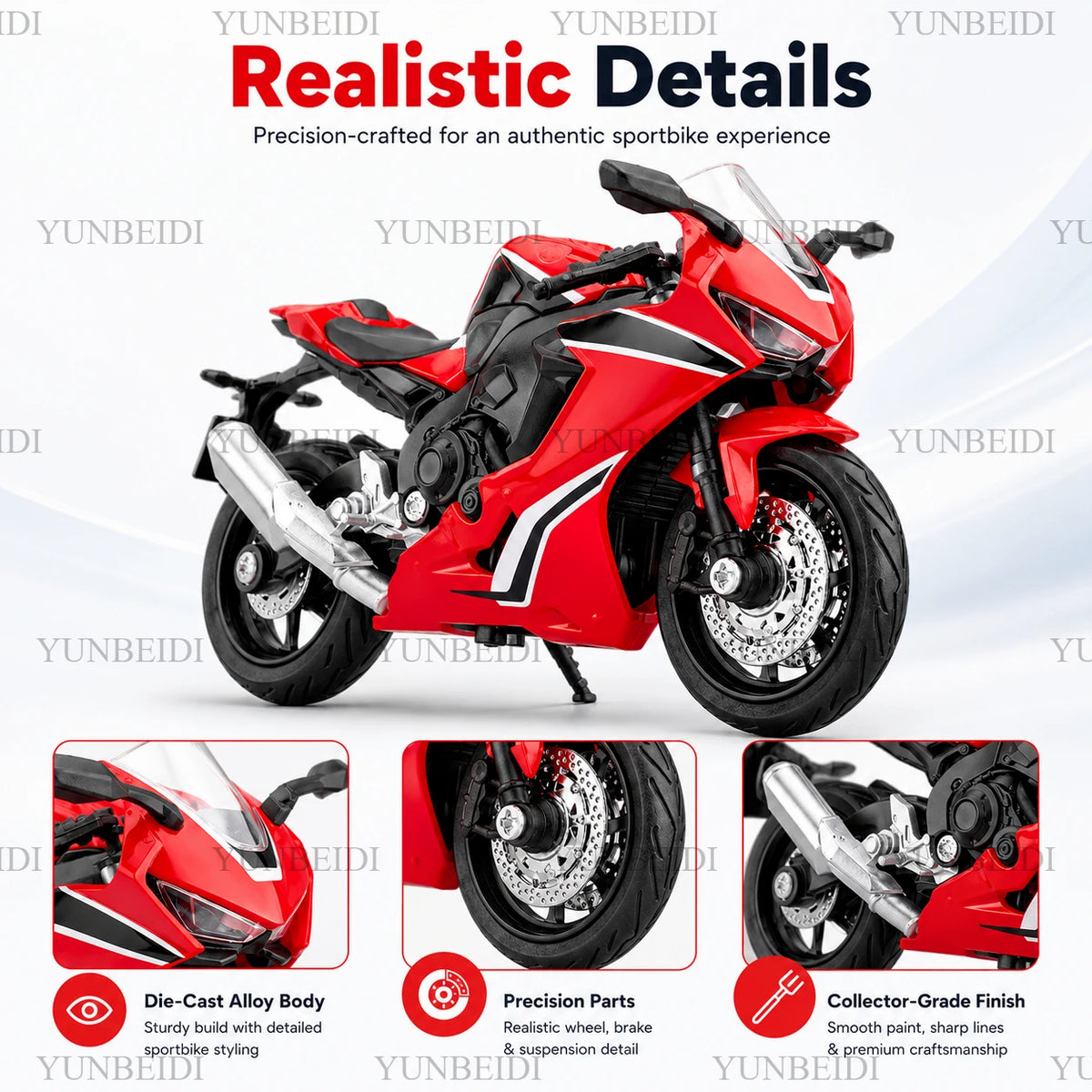 1:18 Scale Mini R1 GSX1000R CBR1000RR, Motorcycle Toy Model Cast Alloy, Vehicle Series, Shock Absorption Design, Children's Gift