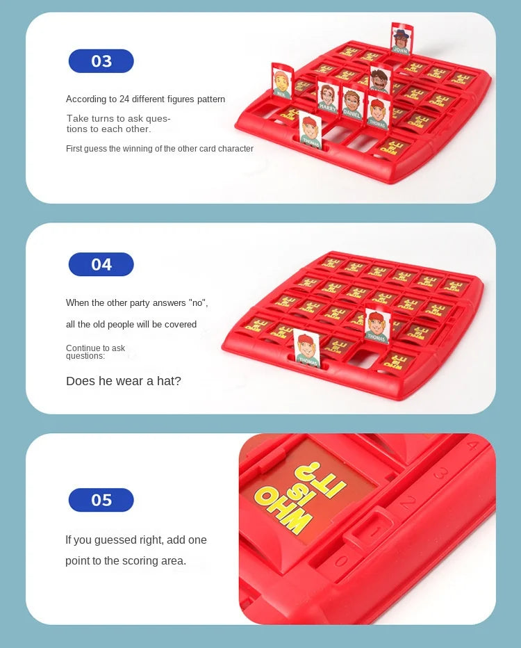Guess Who I Am Puzzle Game Two Person Interactive Portable Tray Puzzle Board Game Suitable for Children