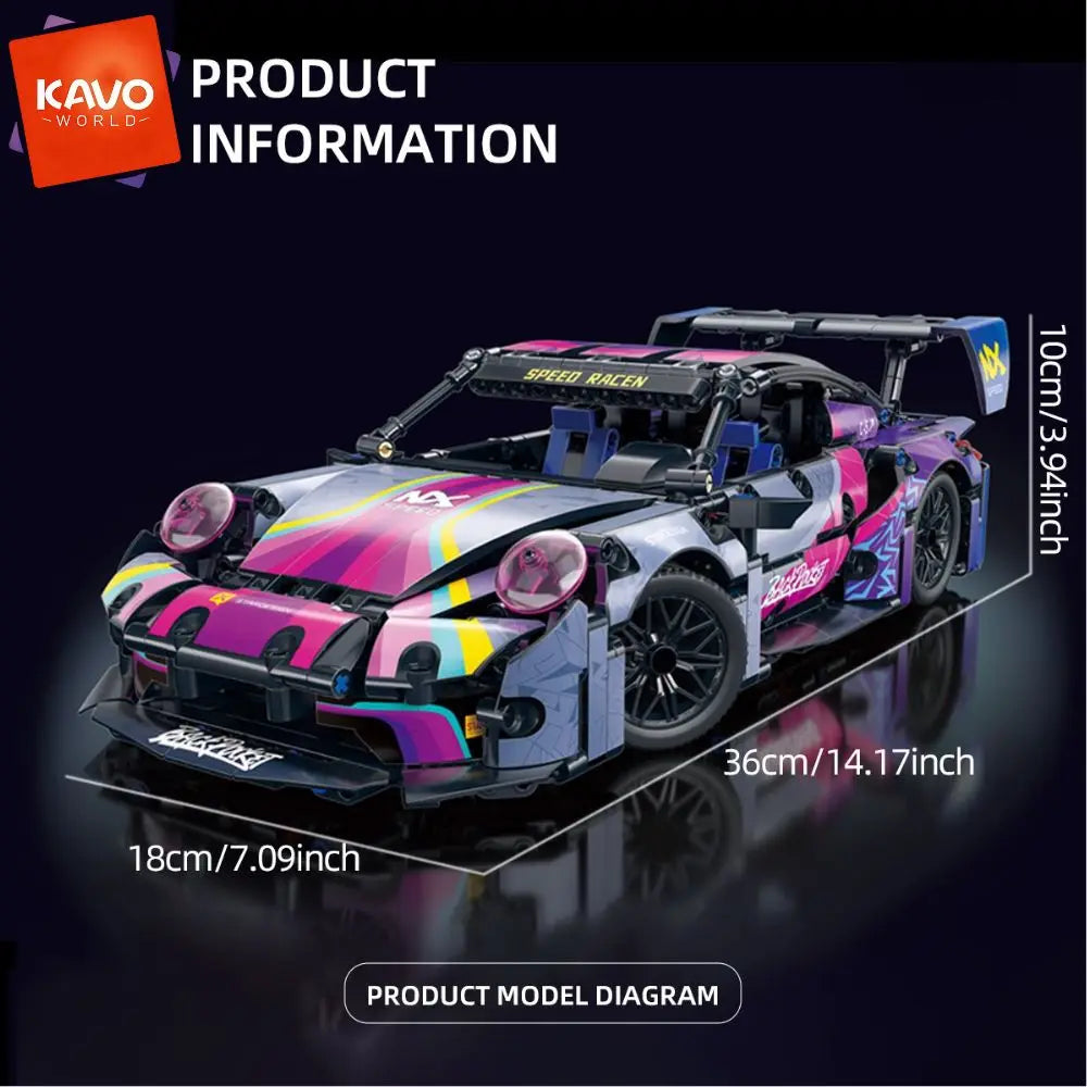 KAVOWORLD 1:14 Scale Supercar Building Blocks Set MOC Sports Vehicle Car Model Kit Racing Car Toys for Teens Boys Birthday Gifts