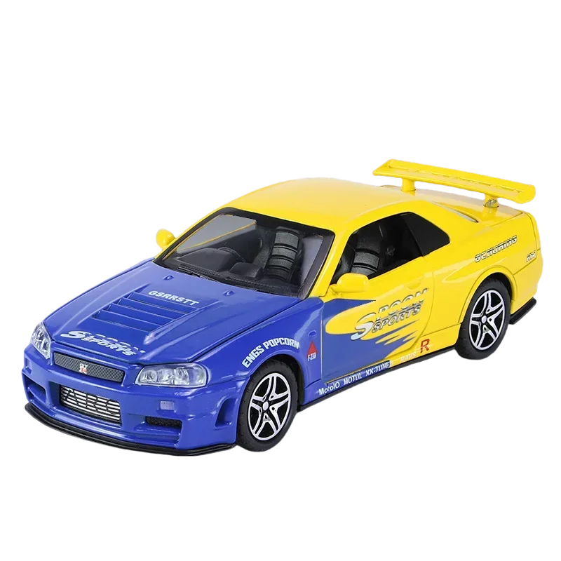 1:32 GTR R34 SKYLINE Fast Alloy Simulation Car Model Diecasts & Toy Vehicles And Furious Cars Decoration Toys gift for collectio