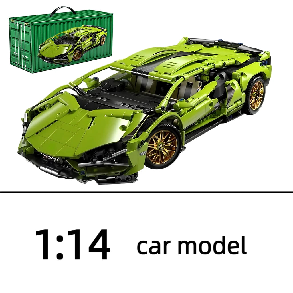 1:14 RC Technic MOC Sports Car Blocks,1280PCS Bricks with Built-in Motor,DIY Assemble Remote Racing Car Model