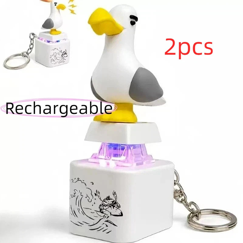 Mine Seagull Keycap Keychain Luminous Sounding Stress Relief Creative Fidget Toy Portable Electronic Pendant For Friend Relax