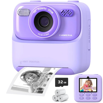 Kids Instant Print Camera Color Auto Photo Output  Cartoon Portable Design Perfect Parent Child Birthday Gift