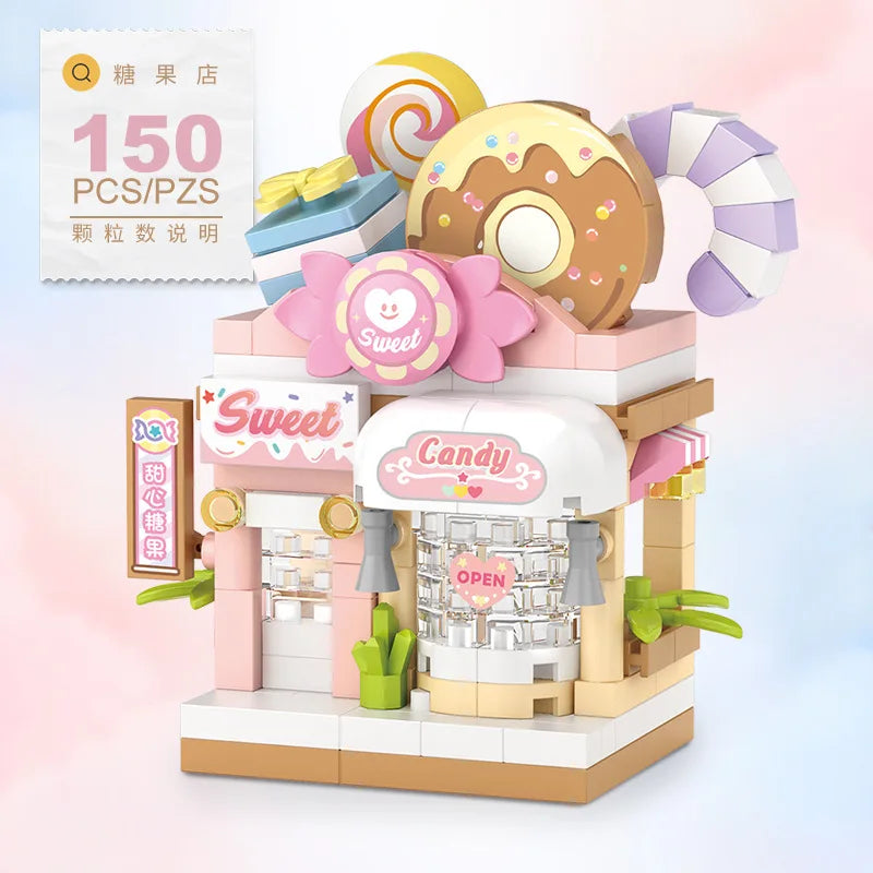Food Shop Street Series - Mini City Shop House Model Kit, Fun DIY Educational Building Toy Gift for Kids Ages 6-12
