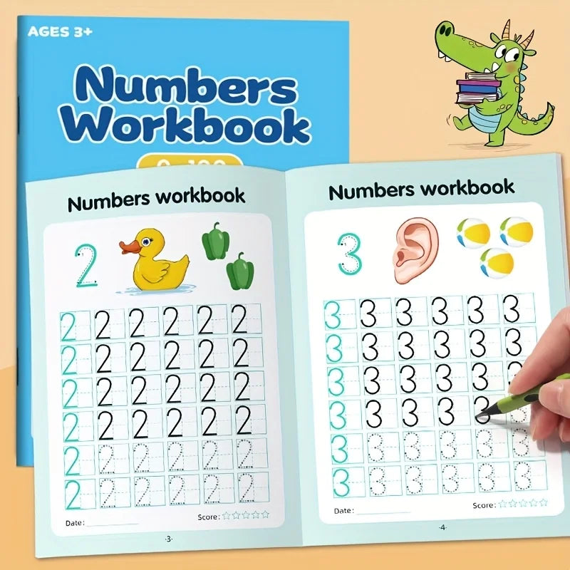 48-Page Children's Dot Matrix Writing Practice Book, Numbers 0-100 Tracing Book, Kindergarten Pen Control Writing Practice Book, Home and School Learning Workbook, Early Education Math