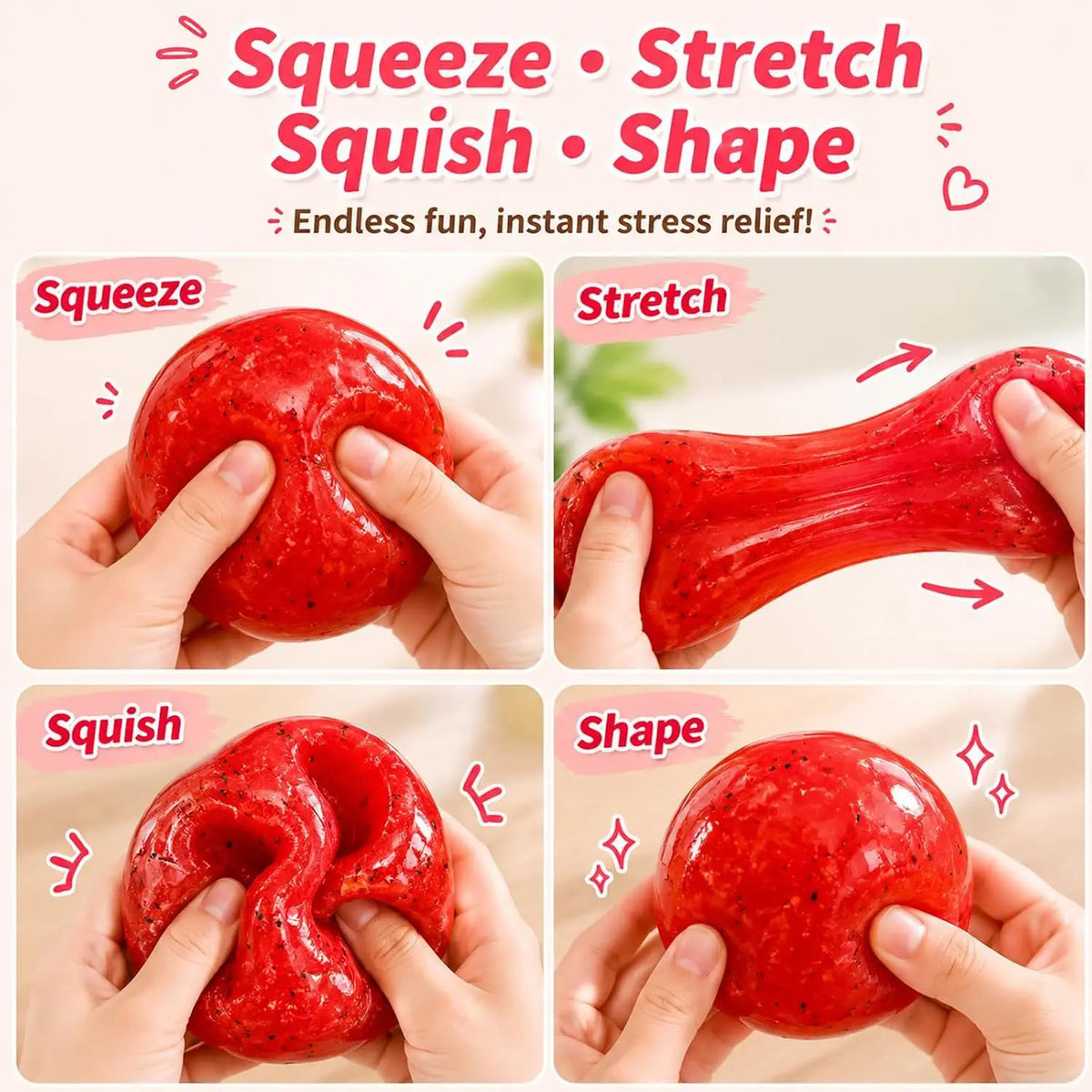Kiwi & Watermelon Slush Stress Relief Toy Simulation Fruit Squishy Ball Anti-Anxiety Vent Toy For Adults Desk Decompression Toy