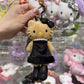 Fashion Mini 10CM Black Dress Hello Kitty Plush Doll Keyring  Long Legs Pearl Bow KT Heart  Bag Charm Cute Stuffed Pendant Decor